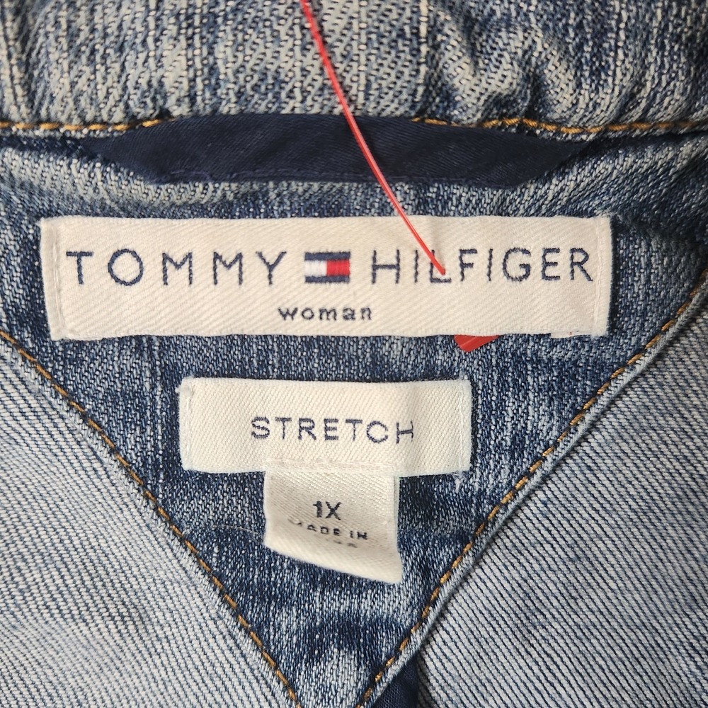 TOMMY HILFIGER Woman Womens Denim Jacket Blue Size 1X Button-Up Pockets‎ VTG - Picture 2 of 4